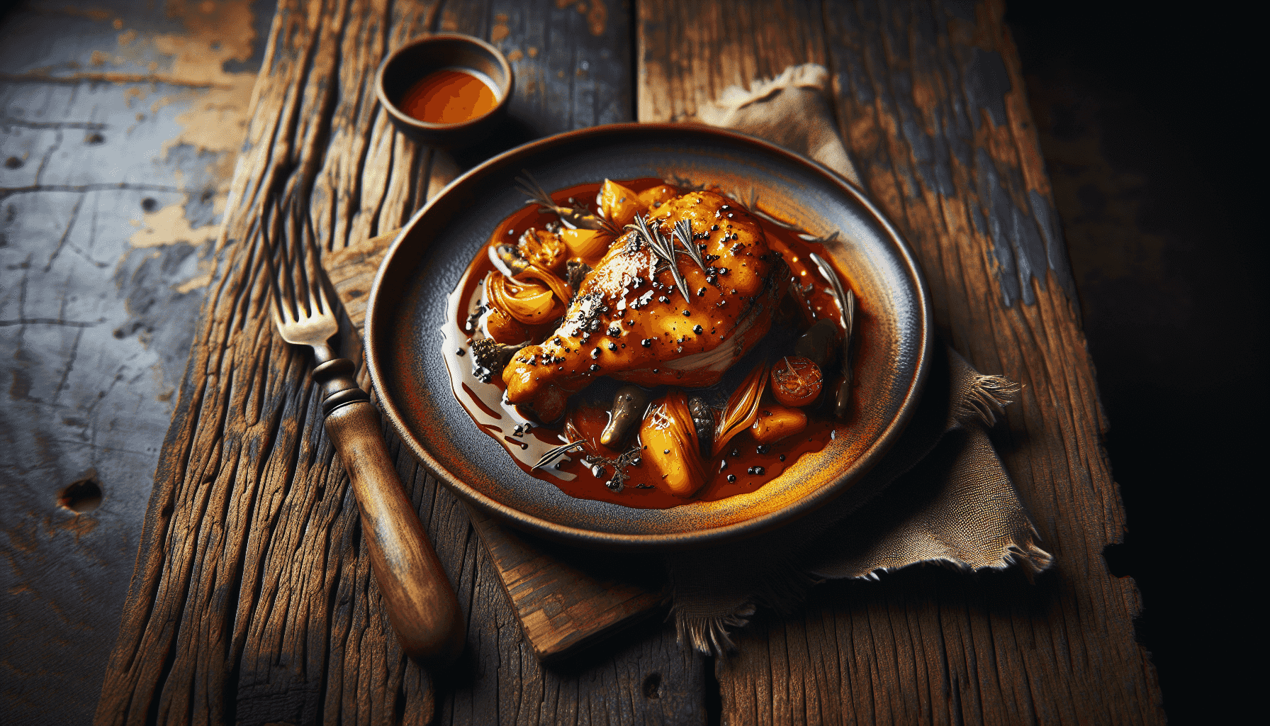 Plato de pollo con salsa